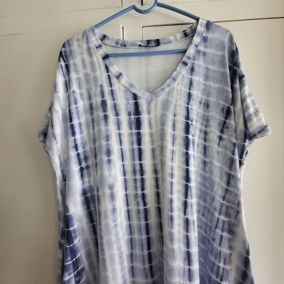 Blue & White Tie Dyed Maxi Dress - Picture 2 of 6